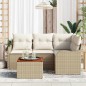 vidaXL Set di mobili da giardino 5 pezzi con cuscini in rattan sintetico beige e acacia vidaXL Set di mobili da giardino 5 pezzi con cuscini in rattan sintetico beige e acacia