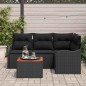vidaXL Set di divani da giardino in 5 pezzi con cuscini neri, in rattan sintetico e legno di acacia