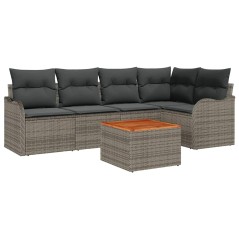 vidaXL Set di divani da giardino 6 pezzi con cuscini grigi in rattan, poliestere e acacia