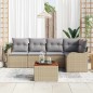 vidaXL Set di Divani da Giardino 6 Pezzi con Cuscini Beige in Rattan e Acacia