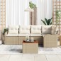 vidaXL Set di divani da giardino a 6 pezzi con cuscini beige in rattan sintetico e legno di acacia.