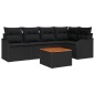 vidaXL Set di divani da giardino vitaXL 6 pezzi con cuscini in polirattan nero e acacia.