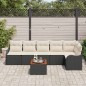 vidaXL Set di divani da giardino, 7 pezzi con cuscini in rattan sintetico nero e legno di acacia.