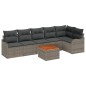 vidaXL Set di divani da giardino in rattan grigio con cuscini in Acacia, composto da 7 pezzi.