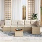 vidaXL Set da Giardino con 7 pezzi, cuscini in rattan sintetico beige e legno di acacia