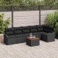 vidaXL Set da Divano da Giardino 7 Pezzi con Cuscini in Rattan Nero e Acacia