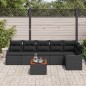 vidaXL Set da Divano da Giardino 7 Pezzi con Cuscini in Rattan Nero e Acacia