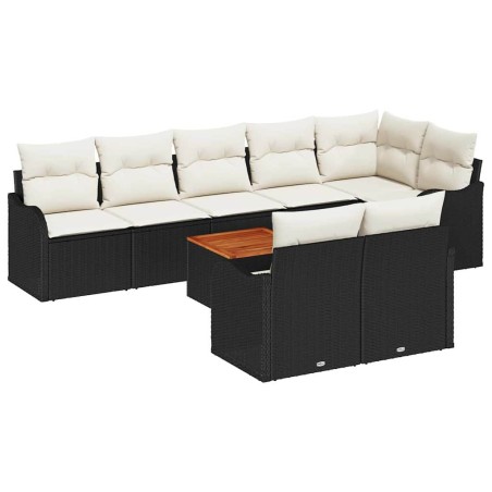 vidaXL Set di Sofà da Giardino 9 Pezzi con Cuscini in Rattan Sintetico Nero e Legno di Acacia