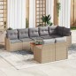 vidaXL Set da giardino a 9 pezzi con cuscini beige in polyrattan e legno d'acacia