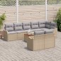 vidaXL Set da giardino a 9 pezzi con cuscini beige in polyrattan e legno d'acacia
