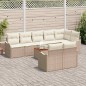 vidaXL Set da giardino con 9 divani e cuscini beige in polyrattan e legno di acacia