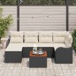 vidaXL Set di divani da giardino 7 pezzi con cuscini, in polyrattan nero e legno di acacia