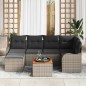 vidaXL Set di Divani da Giardino 7 Pezzi in Polyrattan Grigio e Acacia con Cuscini