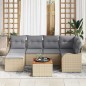 vidaXL Set di divano da giardino 7 pezzi con cuscini in rattan sintetico beige e legno di acacia.