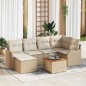 vidaXL Set di divani da giardino 7 pezzi con cuscini in polyrattan beige e legno di acacia