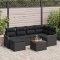 vidaXL Set di divani da giardino 7 pezzi con cuscini, in polirattino nero e acacia. vidaXL Set di divani da giardino 7 pezzi con cuscini, in polirattino nero e acacia.