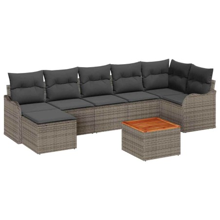 vidaXL Set di divani da giardino 8 pezzi con cuscini grigi, in rattan sintetico e acacia