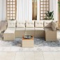 vidaXL Set di divani da giardino con cuscini beige, in rattan sintetico e legno di acacia, composto da 8 pezzi.