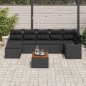 vidaXL Set di divani da giardino in 8 pezzi con cuscini in poly rattan nero e legno di acacia.