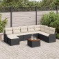 vidaXL Set divani da giardino 9 pezzi con cuscini, rattan polipropilene nero e acacia
