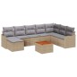 vidaXL Set di divano da giardino , 9 pezzi con cuscini, Polyrattan beige, Acacia