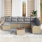 vidaXL Set di divano da giardino , 9 pezzi con cuscini, Polyrattan beige, Acacia