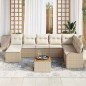 vidaXL Set di divani da giardino in rattan sintetico beige con cuscini, 9 pezzi, Acacia vidaXL Set di divani da giardino in rattan sintetico beige con cuscini, 9 pezzi, Acacia