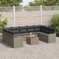 vidaXL Set da Giardino 10 Pezzi con Cuscini Grigi in Rattan Sintetico e Acacia.