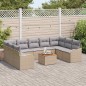 vidaXL Set da giardino con divano da 10 pezzi e cuscini in rattan sintetico beige e acacia.