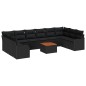 vidaXL Set da Giardino in Rattan Nero e Acacia, 10 Pezzi con Cuscini