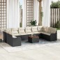 vidaXL Set di Divani da Giardino 11 Pezzi con Cuscini Neri in Rattan Sintetico e Legno di Acacia.