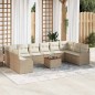 vidaXL Set di divani da giardino , 11 pezzi con cuscini beige in rattan sintetico e acacia.
