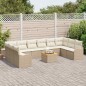 vidaXL Set di divani da giardino , 11 pezzi con cuscini beige in rattan sintetico e acacia.