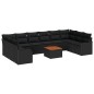 vidaXL Set di divani da giardino 11 pezzi di con cuscini in polirattan nero e tavolo in acacia