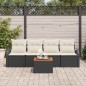 vidaXL Set da Giardino da 5 Pezzi con Cuscini in Rattan Nero e Acacia