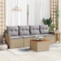 vidaXL Set di divani da giardino , 5 pezzi, con cuscini beige in rattan sintetico e legno d'acacia.