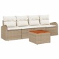 vidaXL Set di divani da giardino 5 pezzi con cuscini beige in rattan sintetico e acacia