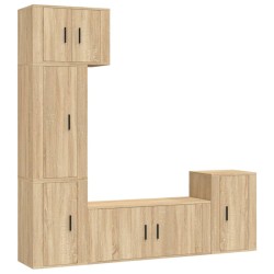 Set di Mobili Porta TV 5 pz Rovere Sonoma in Legno Multistrato