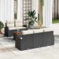 vidaXL Set di divani da giardino 6 pezzi con cuscini neri in rattan sintetico e legno di acacia.