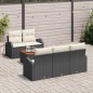 vidaXL Set di divani da giardino 6 pezzi con cuscini neri in rattan sintetico e legno di acacia.
