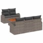 vidaXL Set di Sofà da Giardino 6 Pezzi con Cuscini Grigi in Rattan Sintetico e Legno di Acacia
