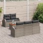 vidaXL Set di Sofà da Giardino 6 Pezzi con Cuscini Grigi in Rattan Sintetico e Legno di Acacia