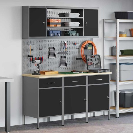 Set da lavoro VidaXL 7 pezzi in acciaio nero
