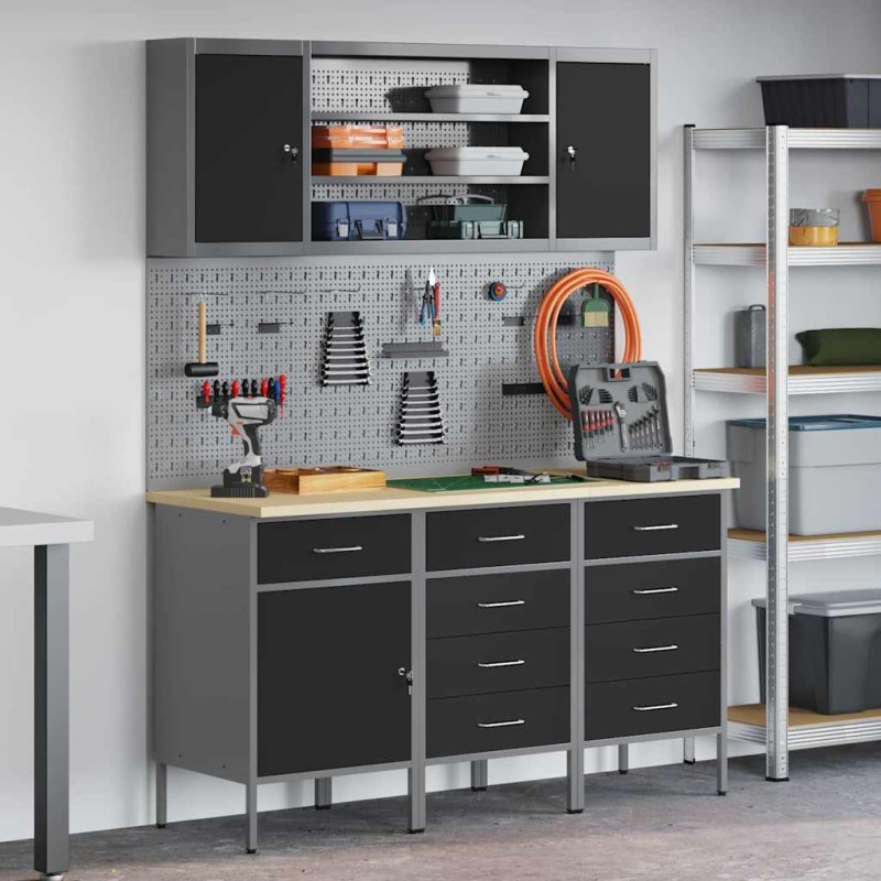 Set da lavoro 7 pezzi vidaXL in acciaio nero