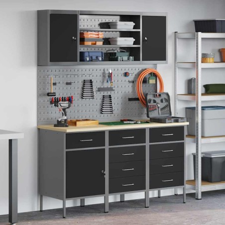 Set da lavoro 7 pezzi vidaXL in acciaio nero