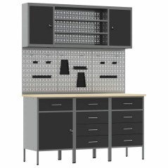 Set da lavoro 7 pezzi vidaXL in acciaio nero