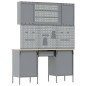 Set di 7 Pezzi di Armadietto da Lavoro e Pannello Forato Nero in MDF e Metallo
