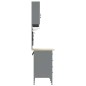 Set di 7 Pezzi di Armadietto da Lavoro e Pannello Forato Nero in MDF e Metallo