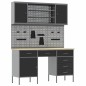 Set di armadi e pannelli a gancetto da 7 pezzi vidaXL neri in MDF e metallo Set di armadi e pannelli a gancetto da 7 pezzi vidaXL neri in MDF e metallo