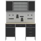 Set di armadi e pannelli a gancetto da 7 pezzi vidaXL neri in MDF e metallo Set di armadi e pannelli a gancetto da 7 pezzi vidaXL neri in MDF e metallo